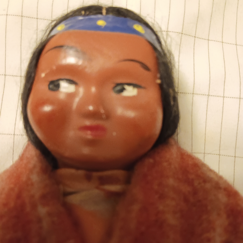 Skookum Bully Good Imaginary Native American Doll  Approx 9.5 In, Very Old